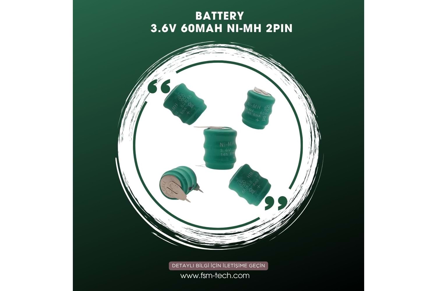 ZAB-M60-MAH-3.6V - BATTERY 3.6V 60mAh NI-MH 2PIN (PİL)