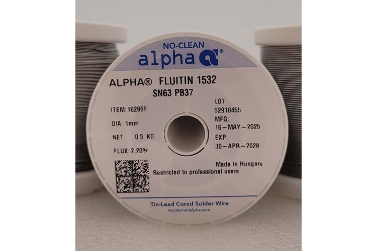 Alpha Tel Lehim 63/37 Fluitin1532/122 Kurşunlu 1mm 0,5kg