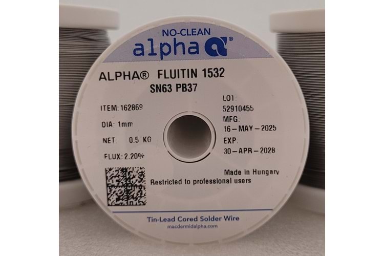 Alpha Tel Lehim 63/37 Fluitin1532/122 Kurşunlu 1mm (0,5KG)