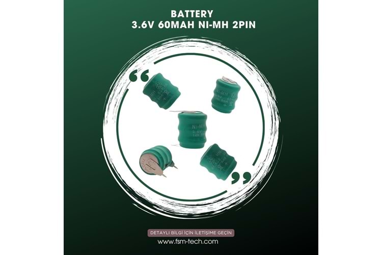 ZAB-M60-MAH-3.6V - BATTERY 3.6V 60mAh NI-MH 2PIN (PİL)