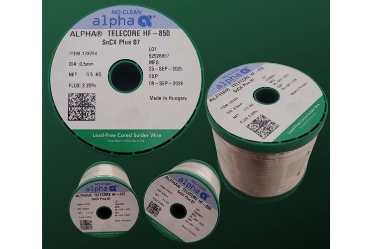 Alpha Tel Lehim SnCX Plus 07 Telecore HF-850 Kurşunsuz 0,5mm 2.2% Y (0,5KG)